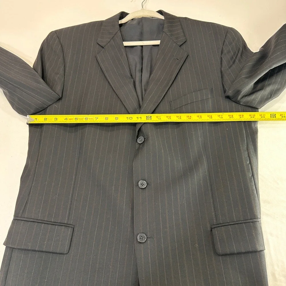 Joseph Abboud Nordstrom Pinstripe Wool Blazer Mens 44L Black‎ 3-Button | Classic
